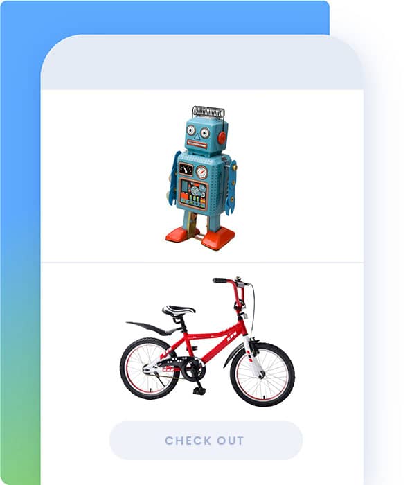 Robot toy and bike toy check out