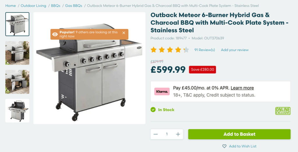 Robert Dyas Outback Meteor charcoal bbq