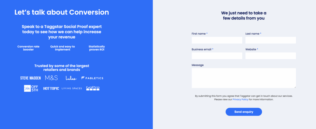 taggstar contact us form