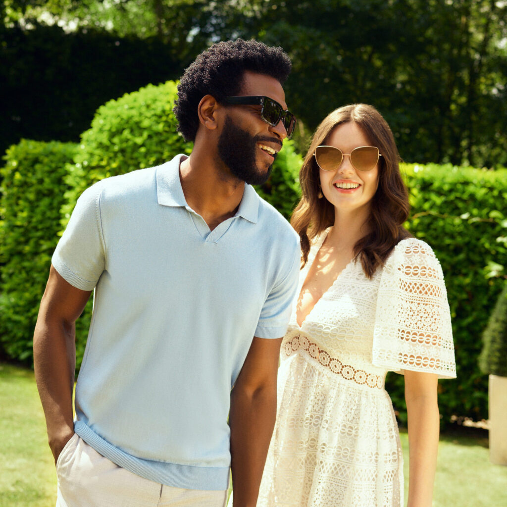 Summery image of a couple in a garden