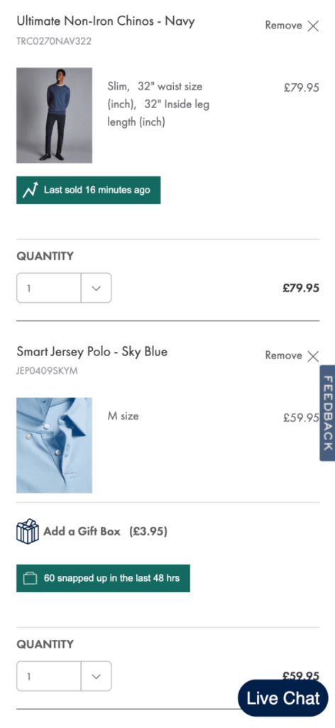 Charles Tyrwhitt checkout page