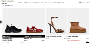 Steve Madden product list page