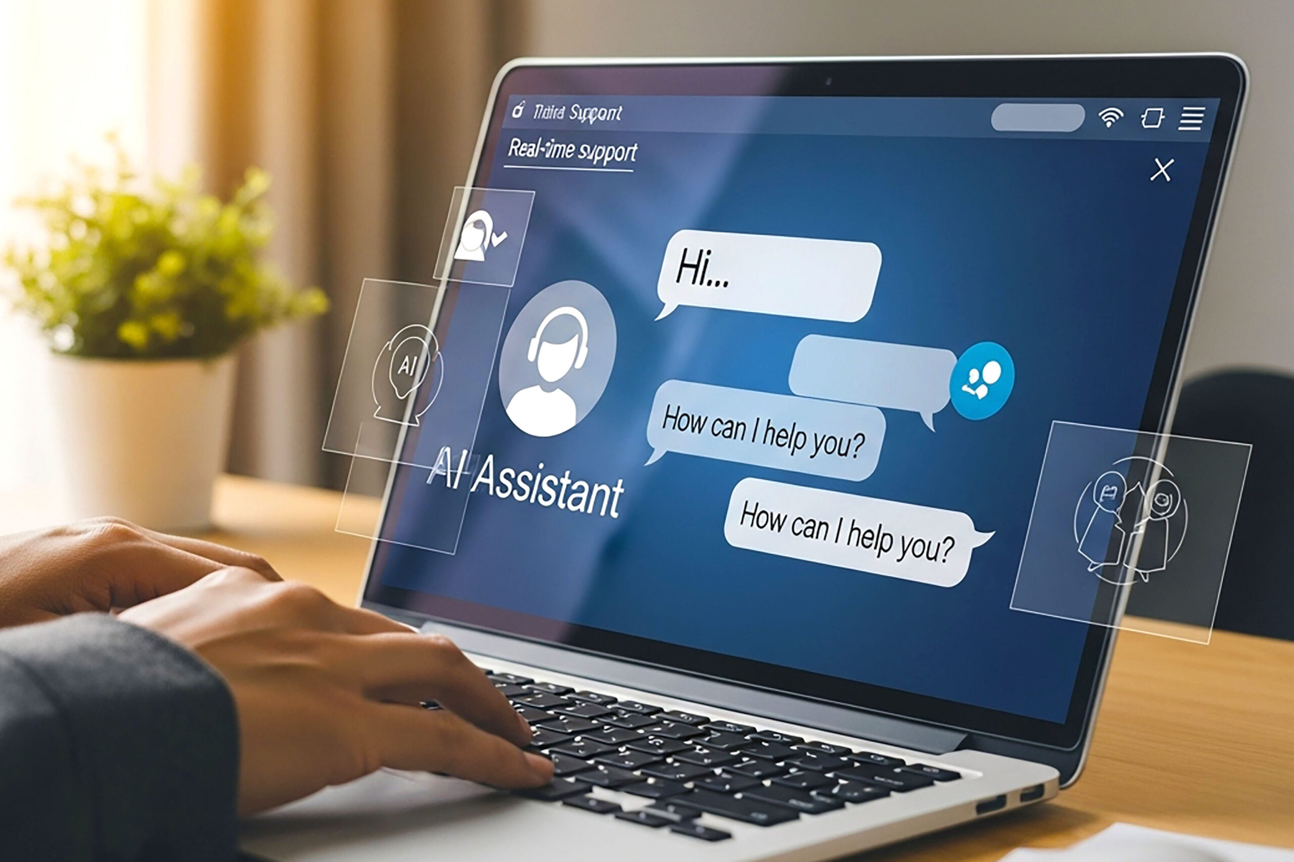 Person speaking to a chatbot